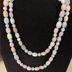 Jay King Mine Finds Aquamarine and Morganite 36 inch Beaded Necklace